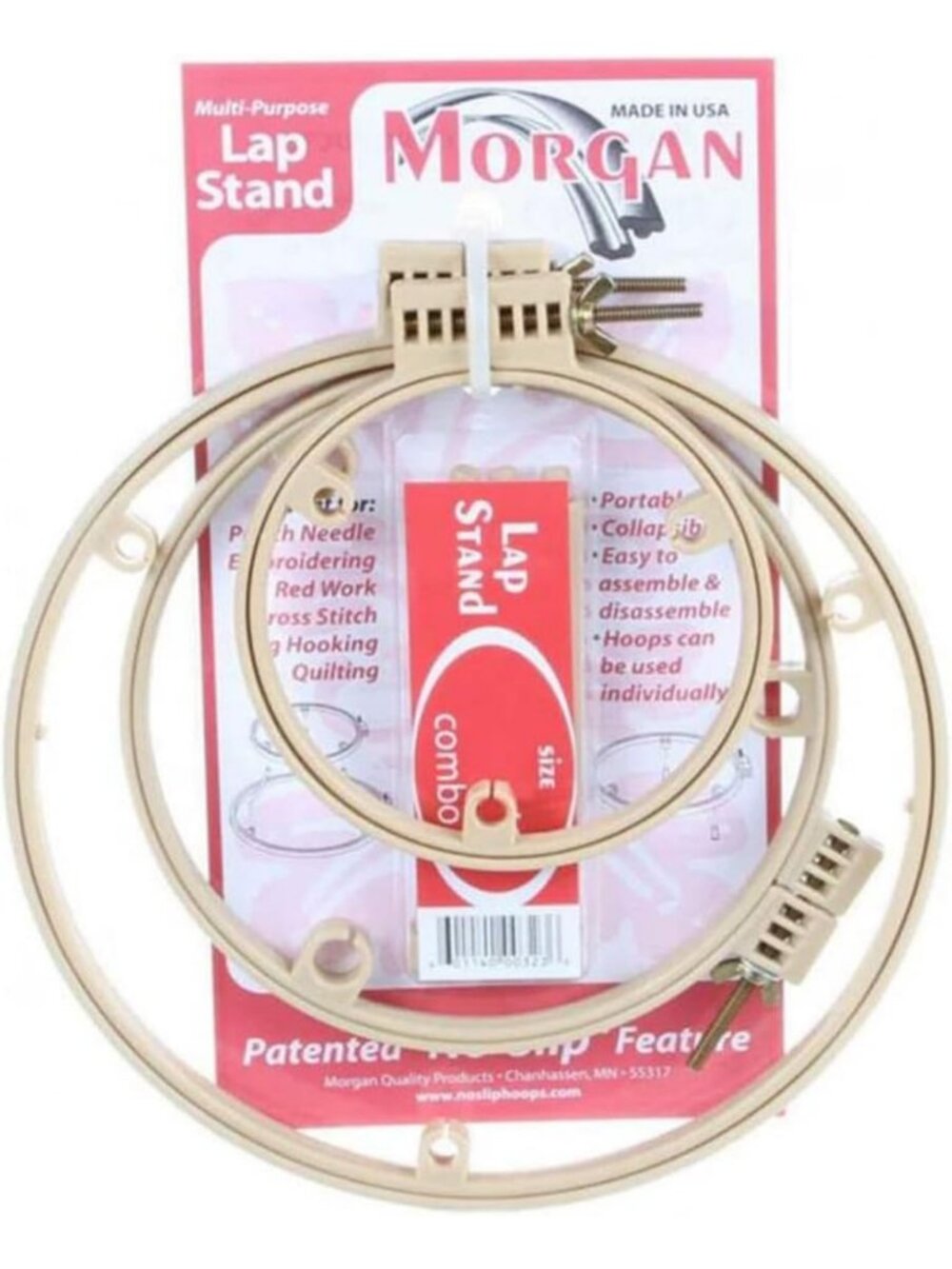 Hands-Free Embroidery Lap Stand Hoop Set - 7"/10"/14" for Quilting & Needlework
